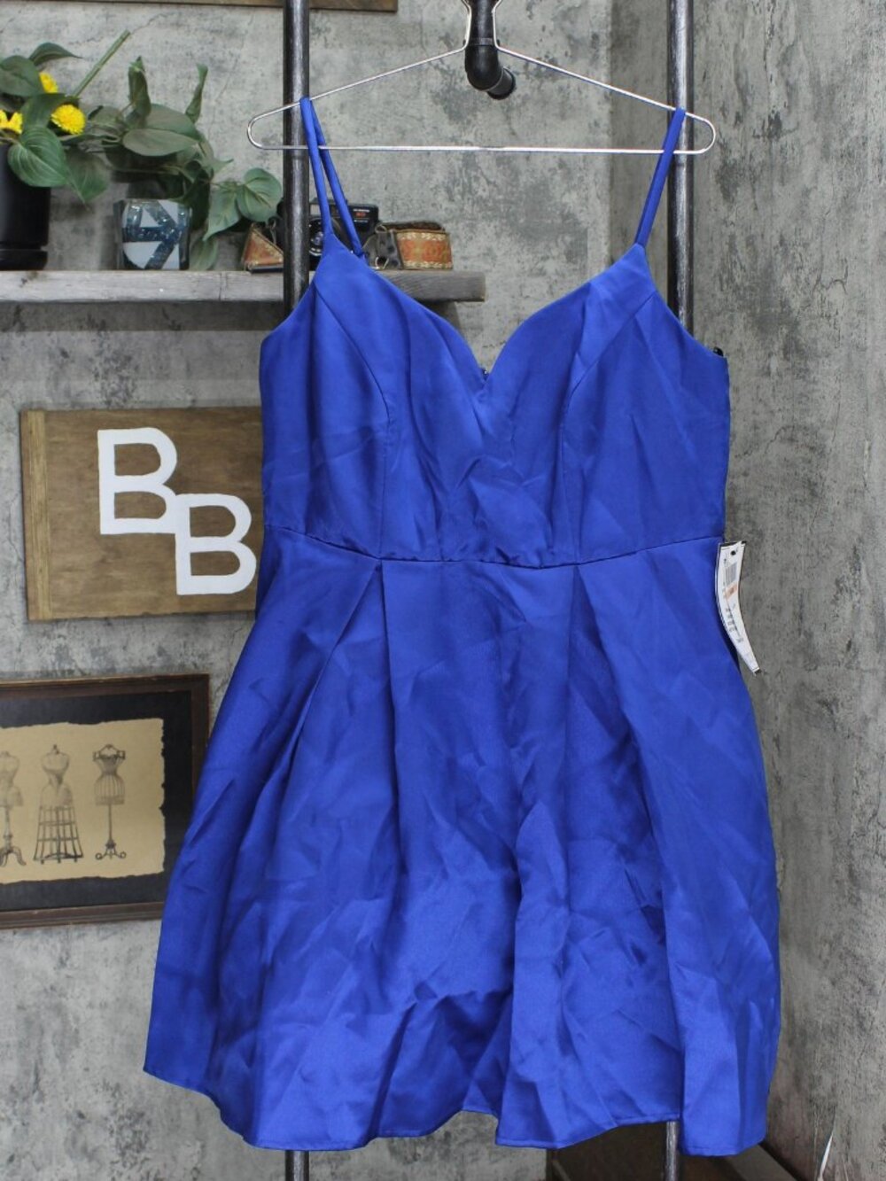 B. Darlin Royal Blue B Darlin Trendy Plus V Neck A Line Dress 8018921 Sz V
